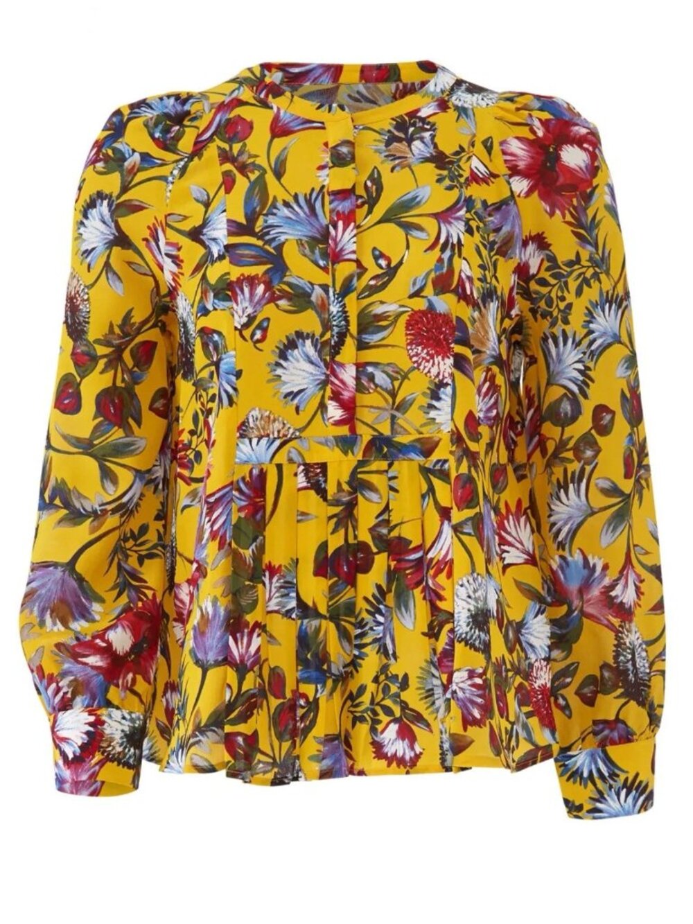 J. Crew NWT 100% Silk Golden Floral Pleated Blouse Women's size M Tall